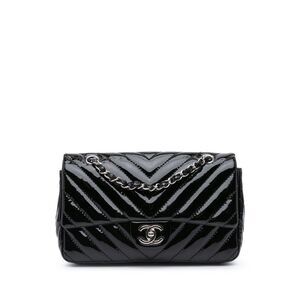 Chanel Medium Classic Chevron Patent Double Flap